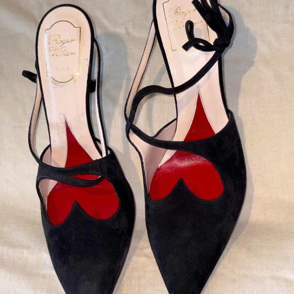 Roger Vivier | "I Love Vivier" Bow Accent Black Suede Mules | Wmns Sz 42 EU - Picture 5 of 10